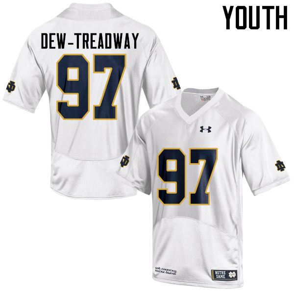 Youth #97 Micah Dew-Treadway Notre Dame Fighting Irish College Football Jerseys-White - Click Image to Close